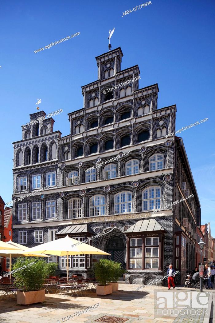 Stock Photo: Haus Schütting, Historical Facades, Platz am Sande, old town, Lüneburg, Lower Saxony, Germany, Europe.