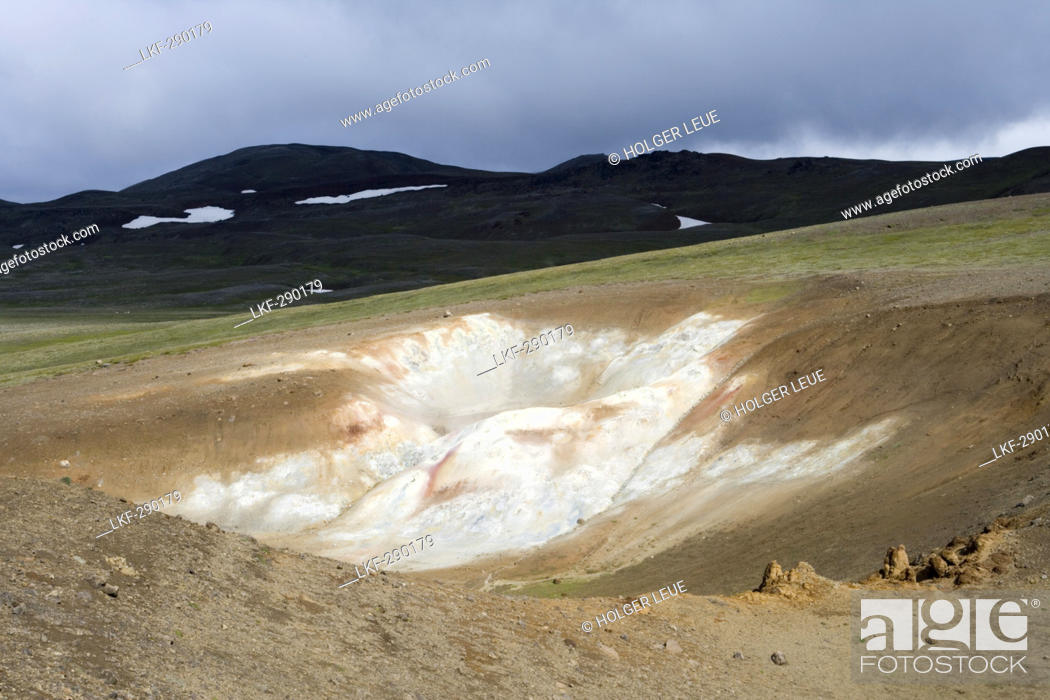 Stock Photo: Landscape at Krafla Geothermal Area under clouded sky, Krafla, Nordurland Eystra, Iceland, Europe.