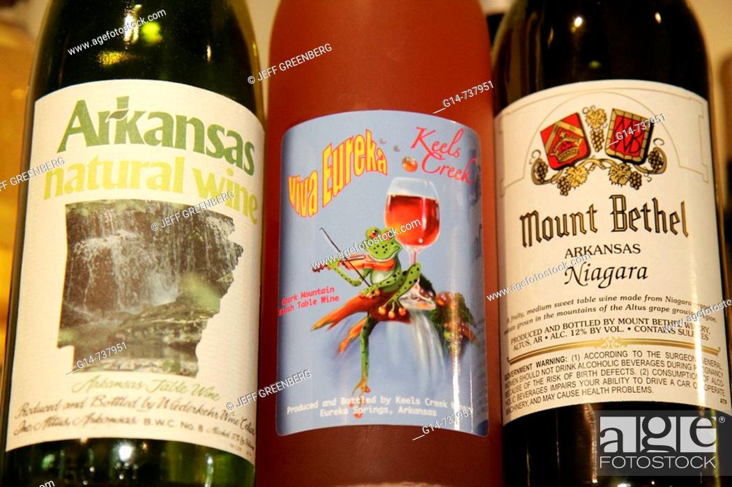 Stock Photo: Arkansas, Eureka Springs, Keels Creek Winery and Art Gallery, wine bottles, labels, local, natural,.