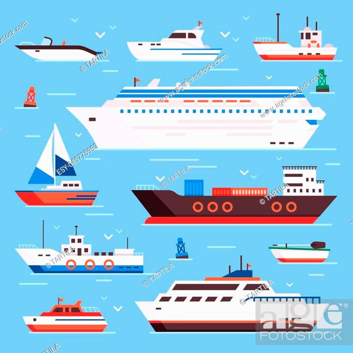 Sea ships. Cartoon boat powerboat cruise liner navy shipping ship sailing  yacht speed floating sea..., Stock Vector, Vector And Low Budget Royalty  Free Image. Pic. ESY-045775953 | agefotostock