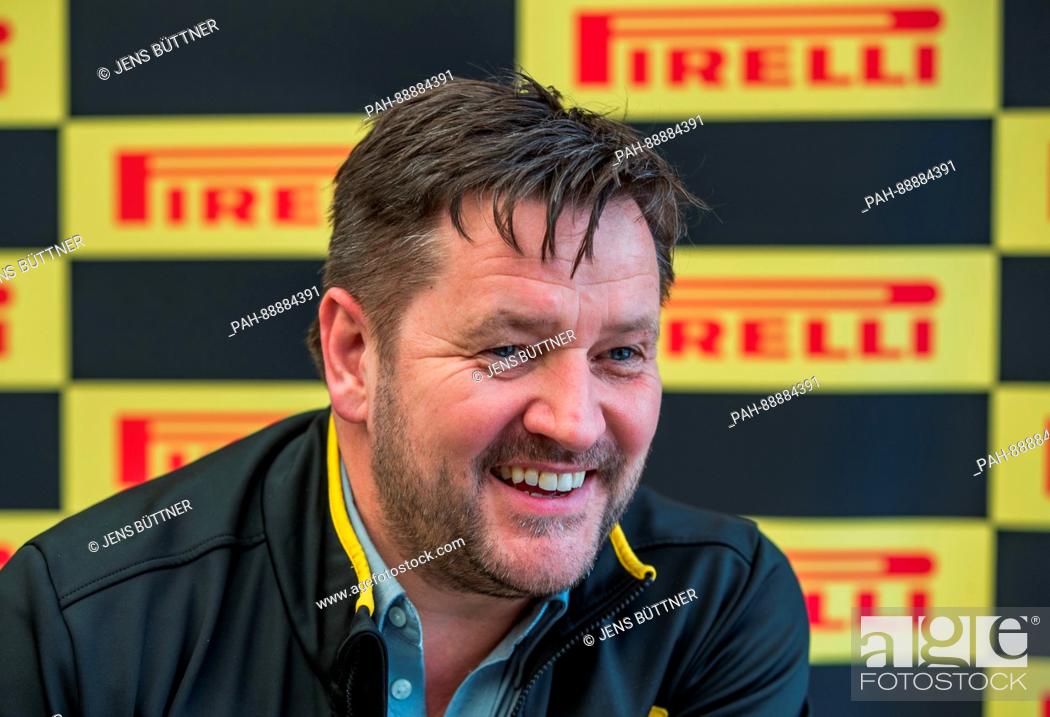 Stock Photo: Pirelli motorsports CEO Paul Hembery , photographed during the testing before the new season of the Formula One at the Circuit de Catalunya race treak near.