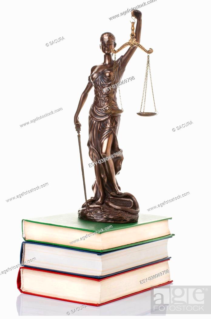 Stock Photo: Statue of justice isolated on the white background.