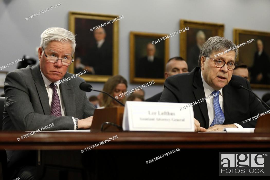 Stock Photo: United States Attorney General William Barr, right, appears before the House Appropriations Subcommittee on Commerce, Justice, Science.