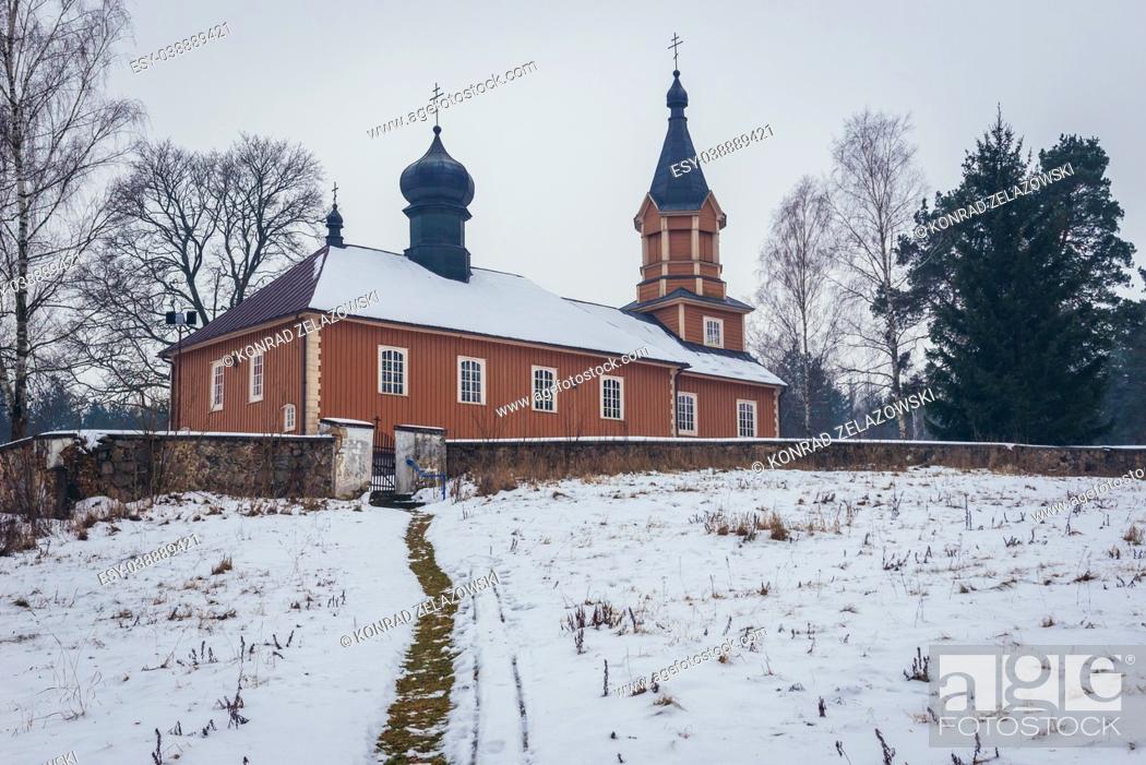 Stock Photo: Orthodox church of Saint John the Theologian in Mostowlany village within Bialystok County, Podlaskie Voivodeship of Poland.