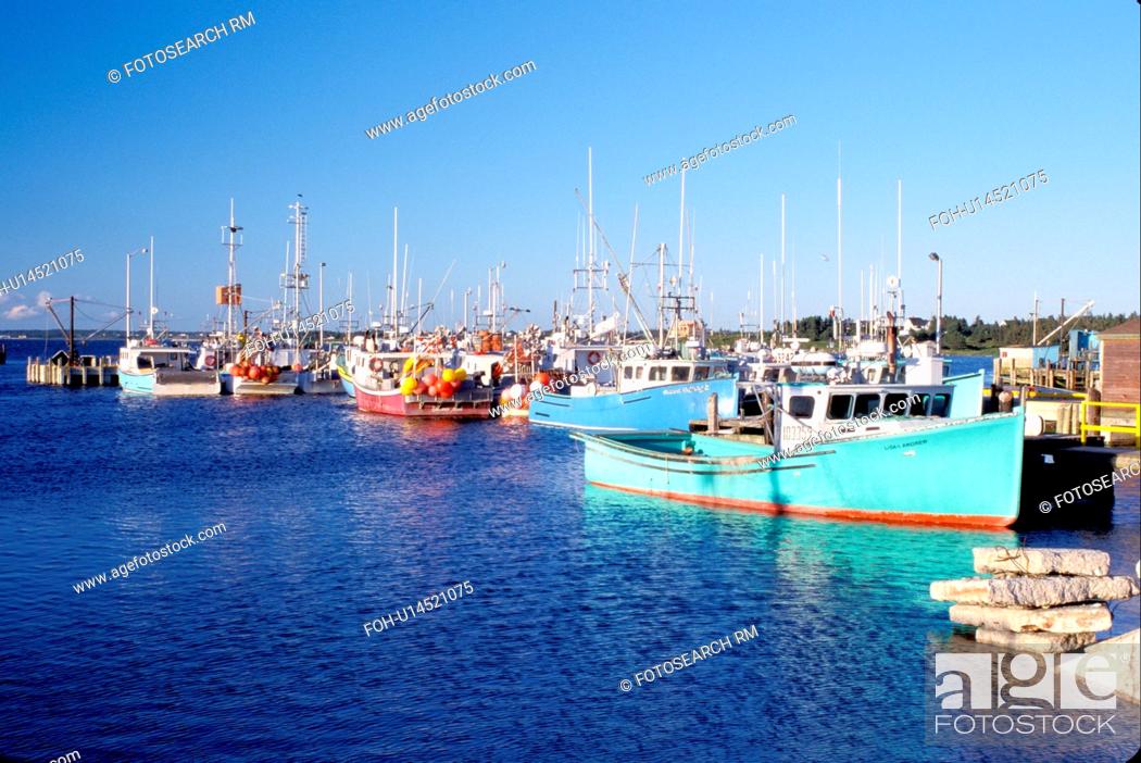 Stock Photo: fishing boats, Nova Scotia, Cape Sable Island, NS, Canada, Fishing boats docked in the harbor on Cape Sable Island on the Atlantic Ocean.