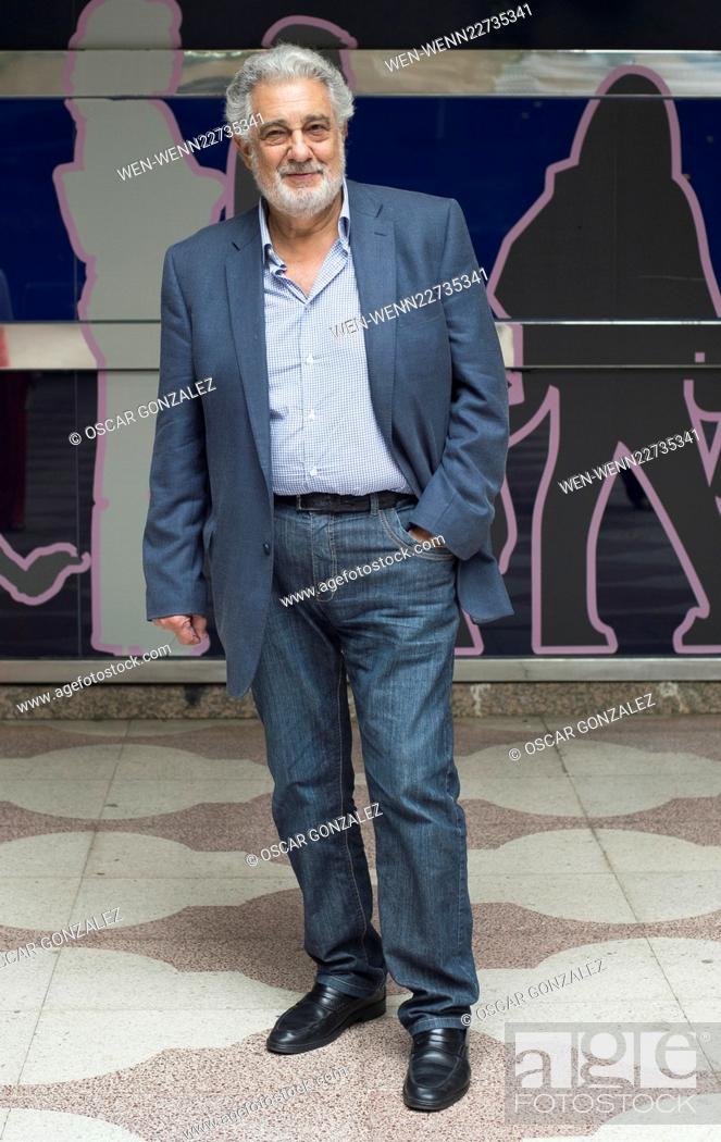 Stock Photo: Tenor Placido Domingo visits The Madrid Wax Museum to be measured for the creation of his own wax figure to be presented to the public in January 2016.