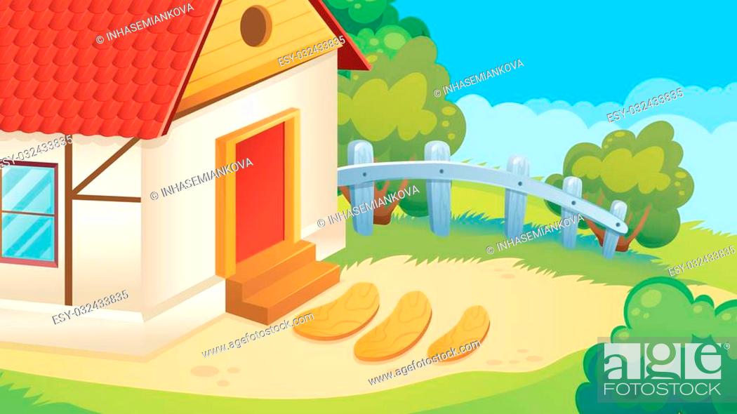 Vector cartoon game background of village courtyard, Stock Vector, Vector  And Low Budget Royalty Free Image. Pic. ESY-032433835 | agefotostock