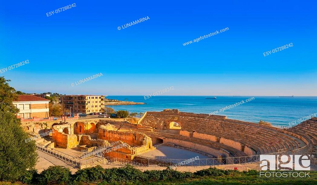 Stock Photo: Amphitheater roman in Tarragona of Catalonia Amfiteatre.