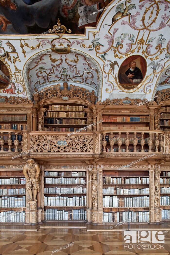 Stock Photo: Abbey library to Waldsassen, Upper Palatinate, Bavaria, Germany,.