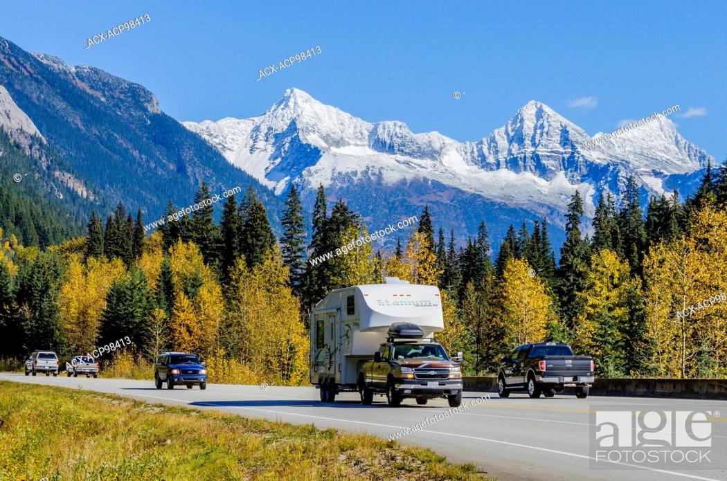 Stock Photo: Trans Canada Highway near Rogers Pass, British Columbia, Canada.