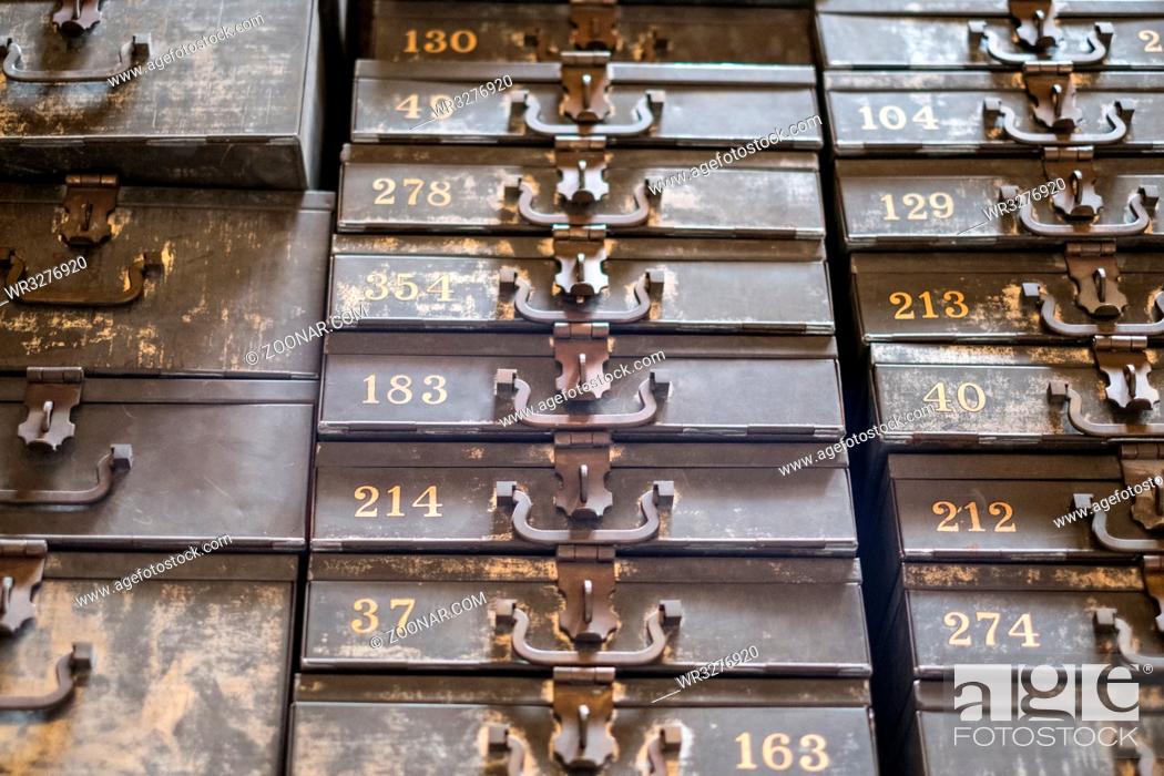Stock Photo: Close-Up, Group, Detail, Cold, Antique, Concept, Object, Security, Industry, Backgrounds, Metal, Business, Money, Number, Historic, Old, Horse, Search, Storage, Rusty, Data, Past, Treasure, Label, Suitcase, Box, Stack, Nostalgia, Safe, Style