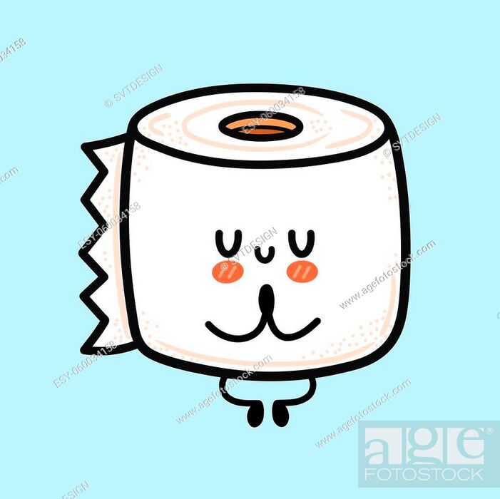 Cute funny happy white toilet paper roll meditate. Vector hand drawn cartoon  kawaii character..., Stock Vector, Vector And Low Budget Royalty Free  Image. Pic. ESY-060034158 | agefotostock