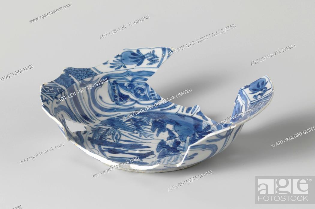 Stock Photo: Fragment deep plate from V.O.C. ship the 'Witte Leeuw', Jingdezhen, before 1613, bone china, h 5.7 cm × w 17.4 cm × d 21.1 cm.