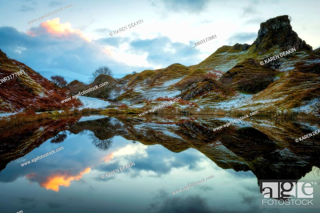 Stock Photo: Fairy Glen at sunrise, Isle of Skye, Inner Hebrides, Scotland, United Kingdom, Europe.