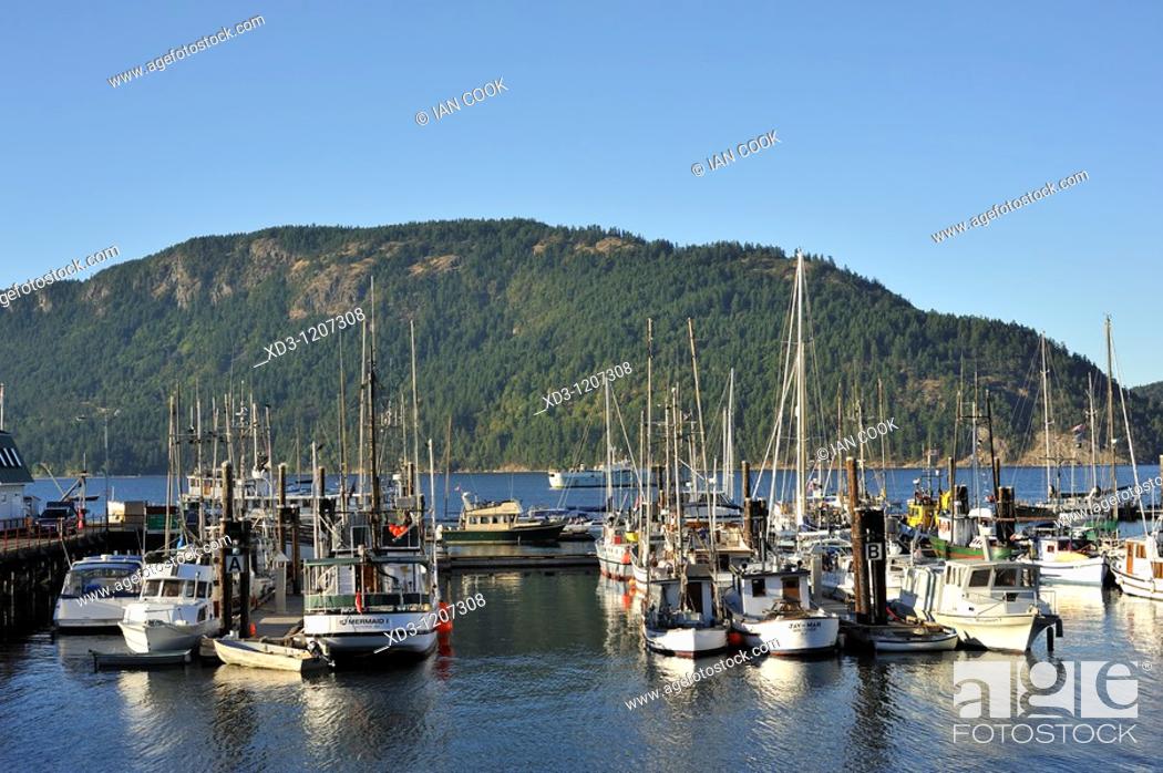 Stock Photo: Fishermen's Wharf, Cowichan Bay, Vancouver Island, British Columbia, Canada.
