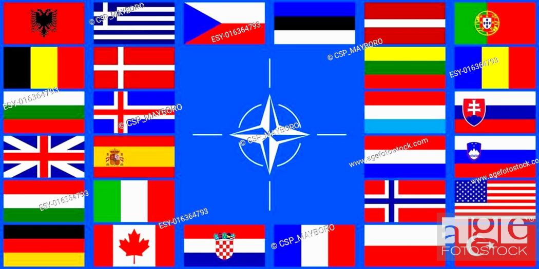Stock Vector: flags of the NATO countries.