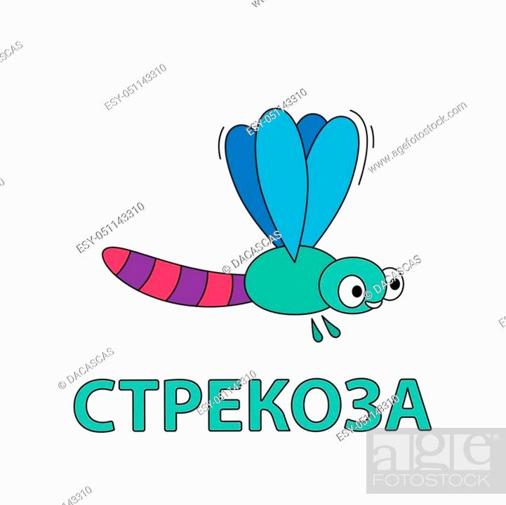 Cartoon dragonfly flashcard. Vector illustration for children education  with Dragonfly text in..., Stock Vector, Vector And Low Budget Royalty Free  Image. Pic. ESY-051143310 | agefotostock