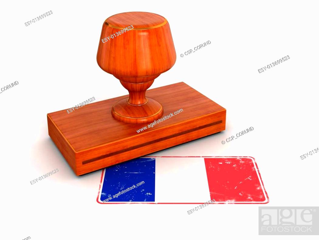 Stock Photo: Rubber Stamp French flag.