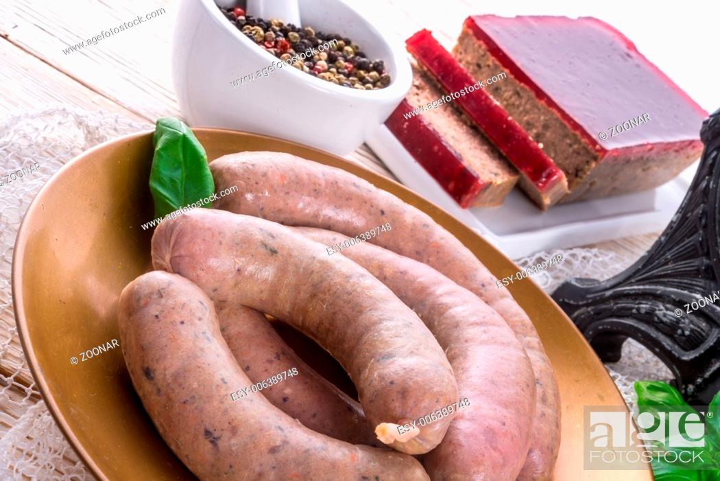 Stock Photo: home-made sausage.