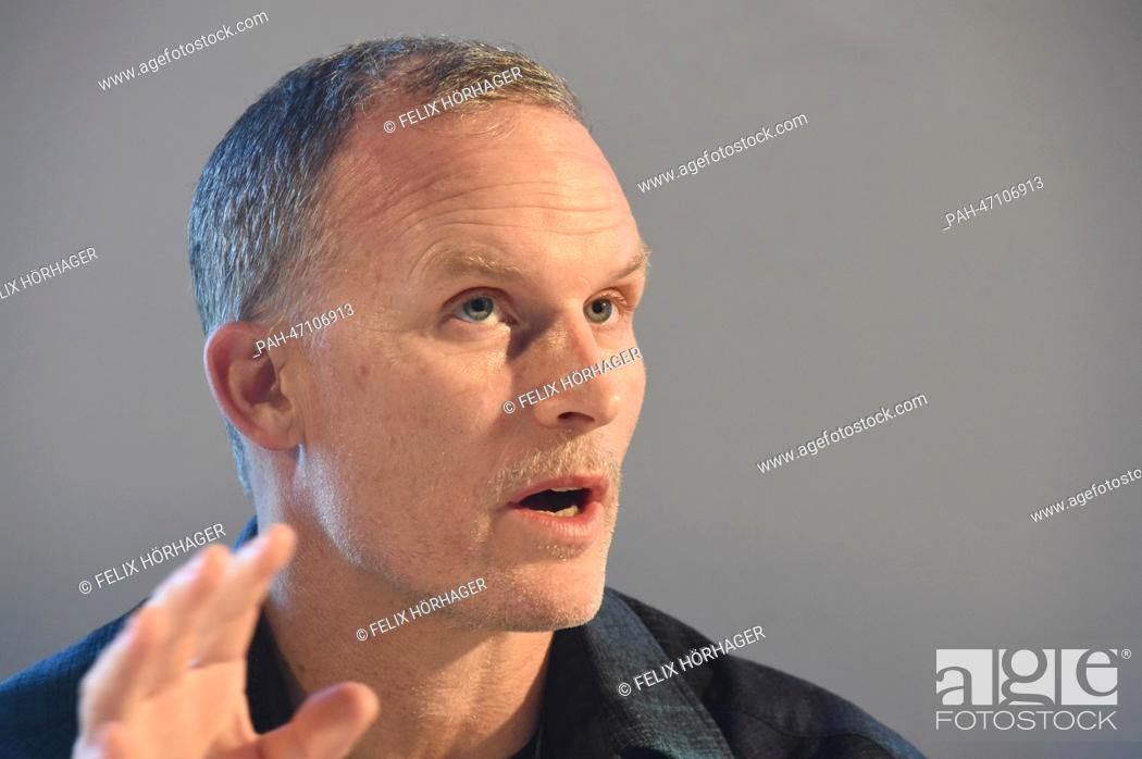 Stock Photo: US American artist Matthew Barney speaks during a press conference about his exhibition ""Matthew Barney: Rivers of Fundament"" at the Haus der Kunst in Berlin.