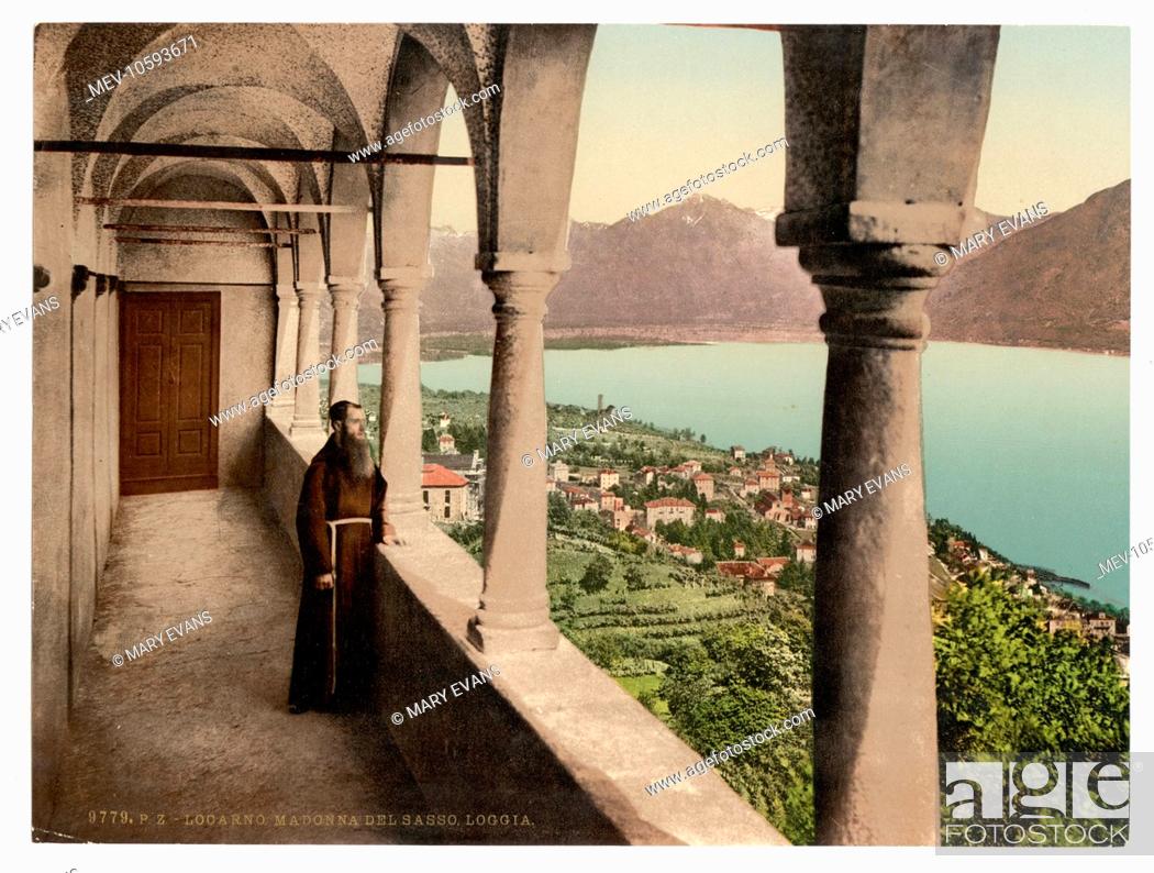 Stock Photo: Locarno, Madonna del Sasso, Loggia, Tessin, Switzerland. Date between ca. 1890 and ca. 1900.