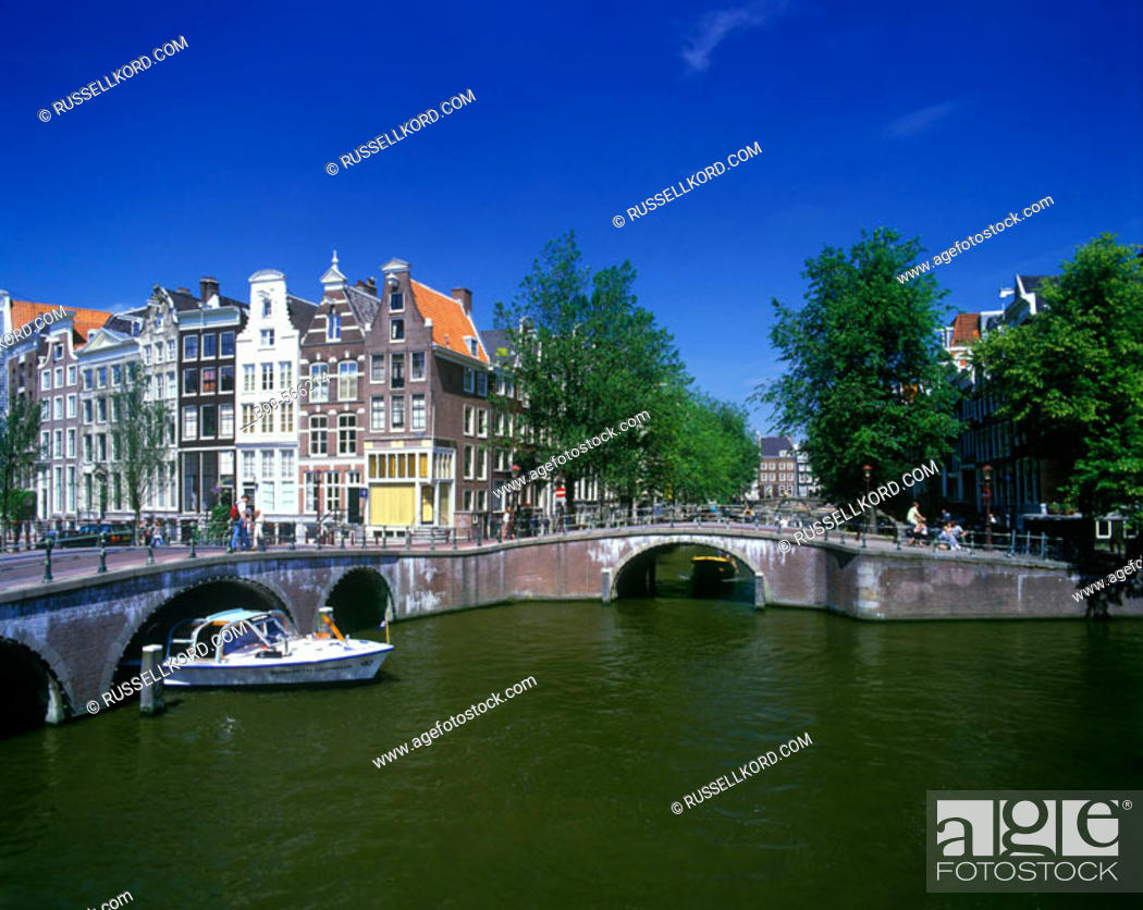 Stock Photo: Tour Boat, Keizergracht Canal, Amsterdam, Netherlands.
