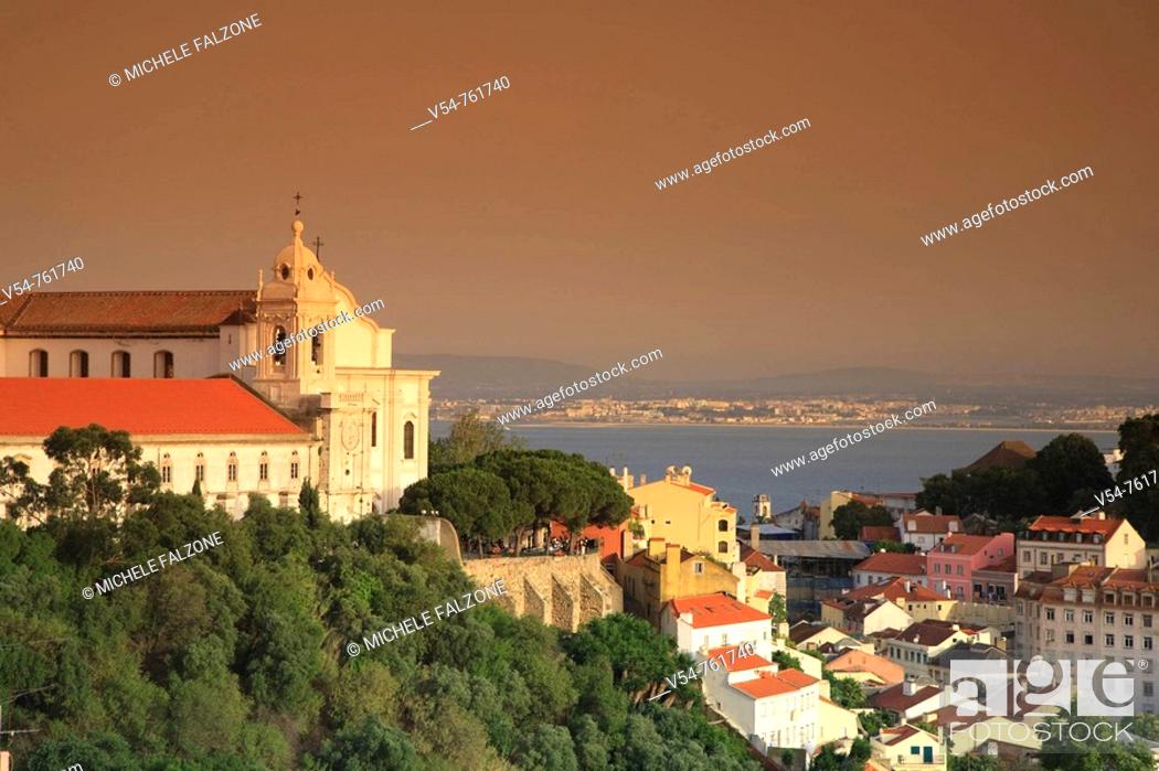 Stock Photo: Santo Estevao Church and Alfama District, Lisbon, Portugal.
