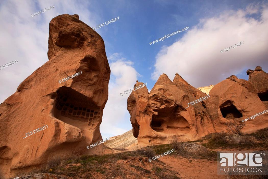 Stock Photo: Rock formations in Devrent Valley, Zelve, Cappadocia Region, Nevsehir, Central Anatolia, Turkey, Europe.