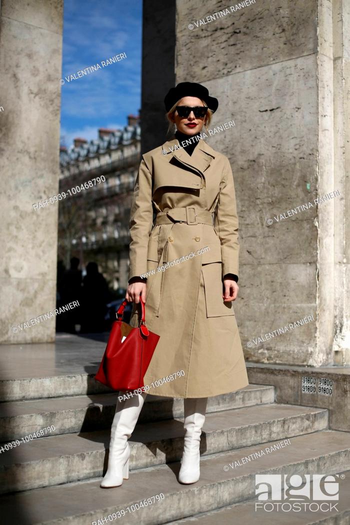 Stock Photo: Blogger Caroline Daur arriving at the Giambattista Valli show during Paris Fashion Week - March 5, 2018 - Photo: Runway Manhattan/Valentina Ranieri ***For.