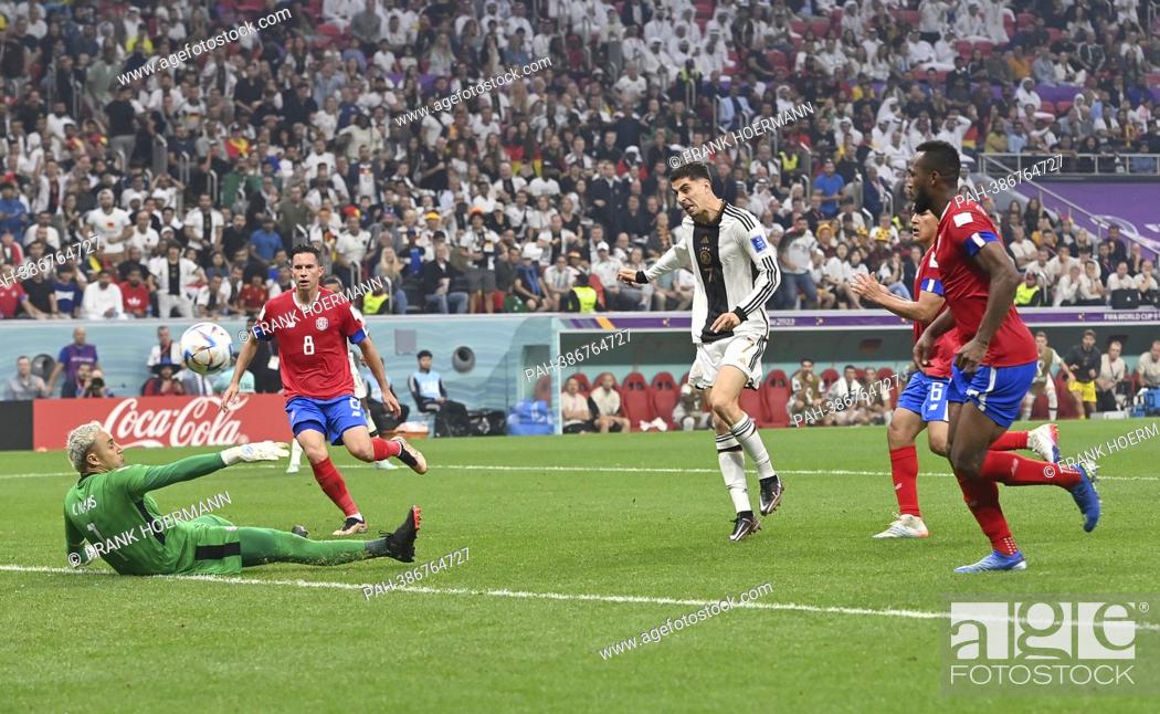 Stock Photo: goal to 2:2 by Kai HAVERTZ (GER), versus goalwart Keylor NAVAS l. (CRC), action, duels, Costa Rica (CRC) - Germany (GER), group phase Group E, 3rd matchday.