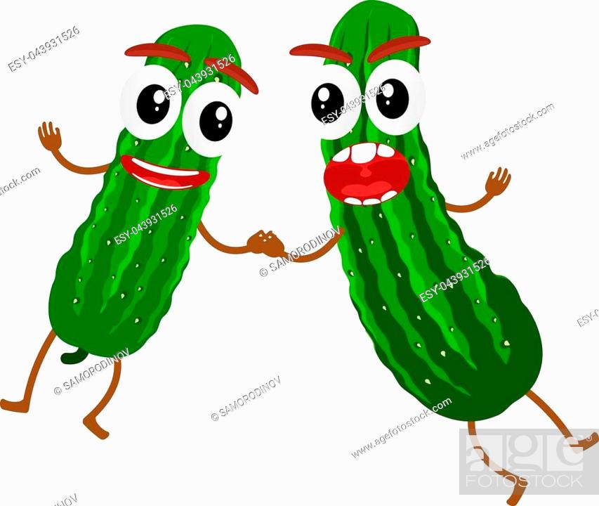 Funny cucumber character, cartoon vector illustration isolated on white  background, Stock Vector, Vector And Low Budget Royalty Free Image. Pic.  ESY-043931526 | agefotostock