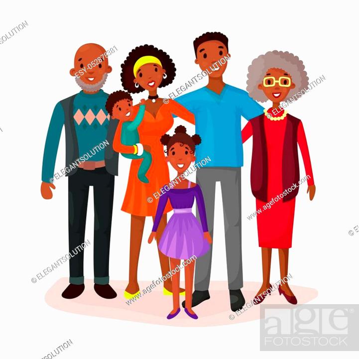 Afro american or black happy cartoon family with mother and grandmother or  curly hair grandma, Stock Vector, Vector And Low Budget Royalty Free Image.  Pic. ESY-052878381 | agefotostock