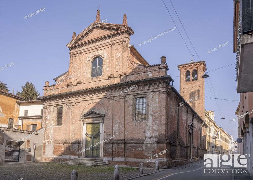 Stock Photo: view of old san Pietro church , shot in bright winter light at Cremona, Lombardy, Italy.