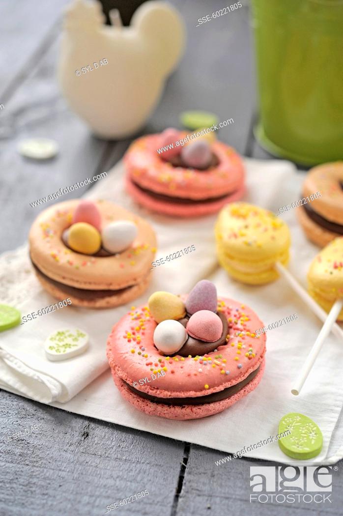 Stock Photo: Easter macaroons.