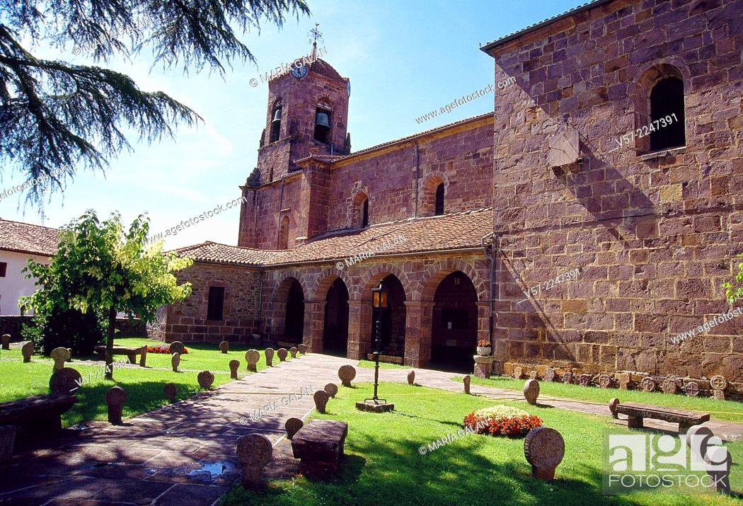 Stock Photo: Church and cemetery. Echalar, Navarra, Spain.