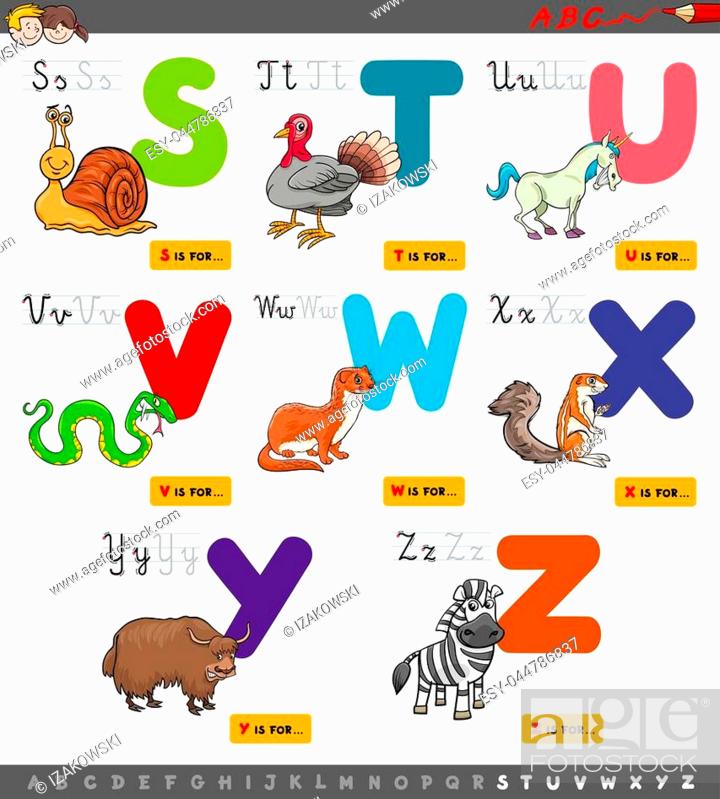 Cartoon Illustration of Capital Letters Alphabet Set with Animal Characters  for Reading and Writing..., Stock Vector, Vector And Low Budget Royalty  Free Image. Pic. ESY-044786837 | agefotostock
