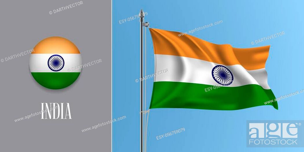 India waving flag on flagpole and round icon vector illustration, Stock  Vector, Vector And Low Budget Royalty Free Image. Pic. ESY-056759079 |  agefotostock