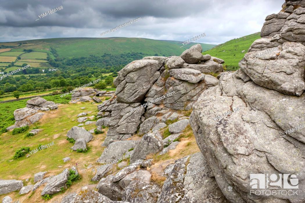 Stock Photo: Bonehill Rocks in the Dartmoor National Park, near Widecombe in the Moor, Devon, England, UK, Europe.