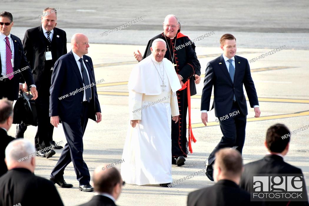 Stock Photo: Pope Francis leaves New York City after his visit via John F. Kennedy Airport (JFK) to fly onto Philadelphia Featuring: Pope Francis Where: Queens, New York.