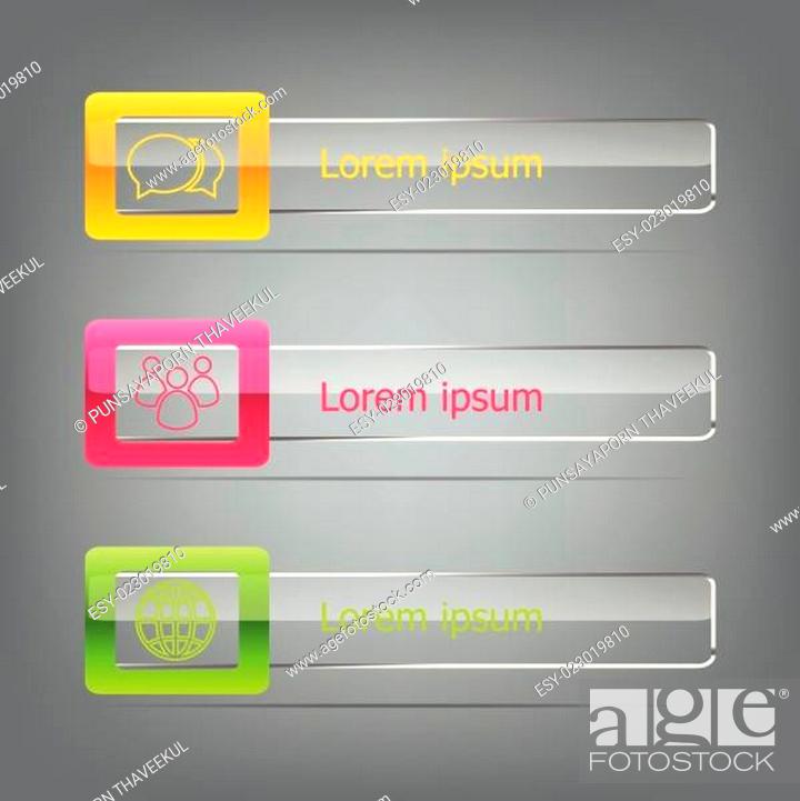 Stock Vector: Set of vector banners on grey background.