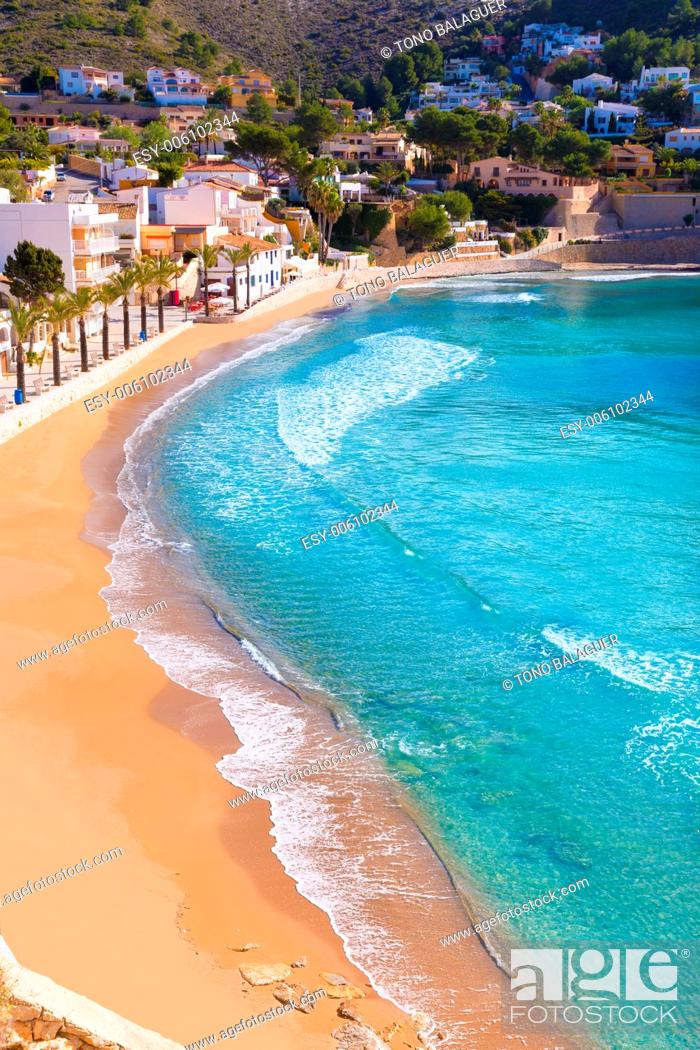Stock Photo: Moraira playa el Portet beach high angle view in Mediterranean Alicante of Spain.