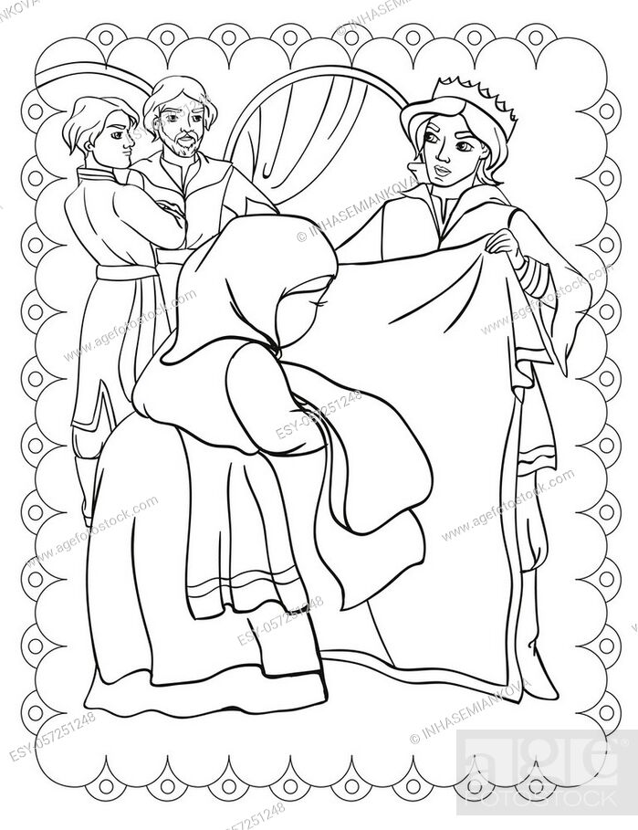 Coloring book of russian fairy tale about prince peasant yarn 