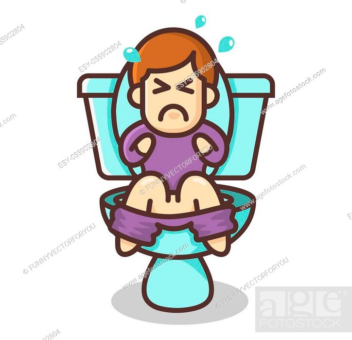 Little funny cartoon boy is sitting on the toilet with a stomach problem,  Stock Vector, Vector And Low Budget Royalty Free Image. Pic. ESY-055902804  | agefotostock