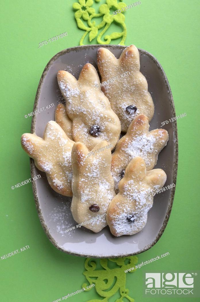 Stock Photo: Vegan yeast pastry in the shape of a bunny for Easter.