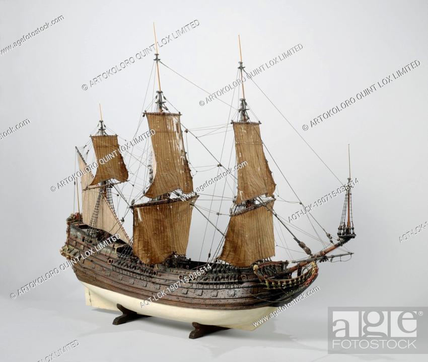 Stock Photo: Ship's model of the Prince Willem Ship model of the Prince Willem Model of an East Indiaman, Testified model of an East Indiesman equipped with 58 guns.