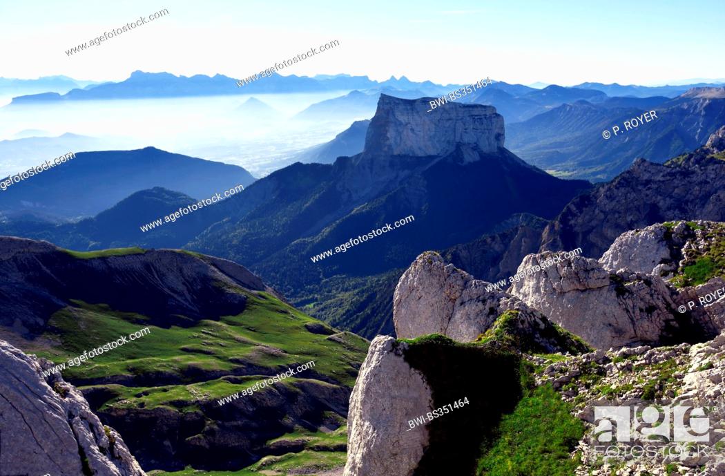 Stock Photo: Mont Aiguille in the morning, France, Isere, Vercors National Park.