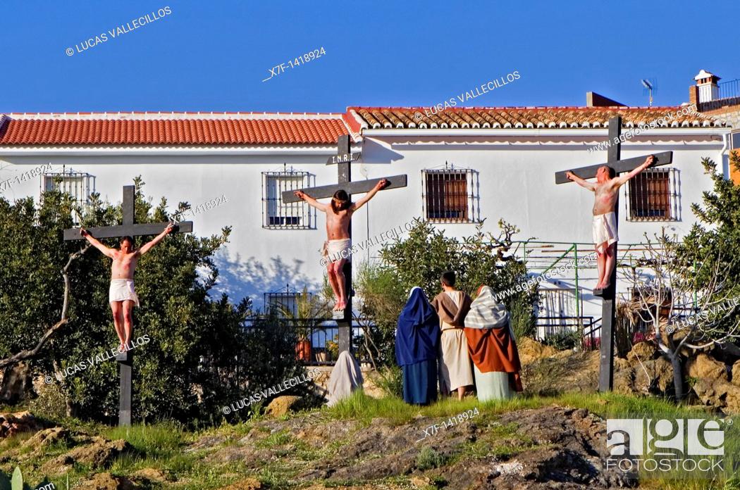 Stock Photo: Live Holy week 'pasión' at Riogordo  Málaga province  Andalucia  Spain.