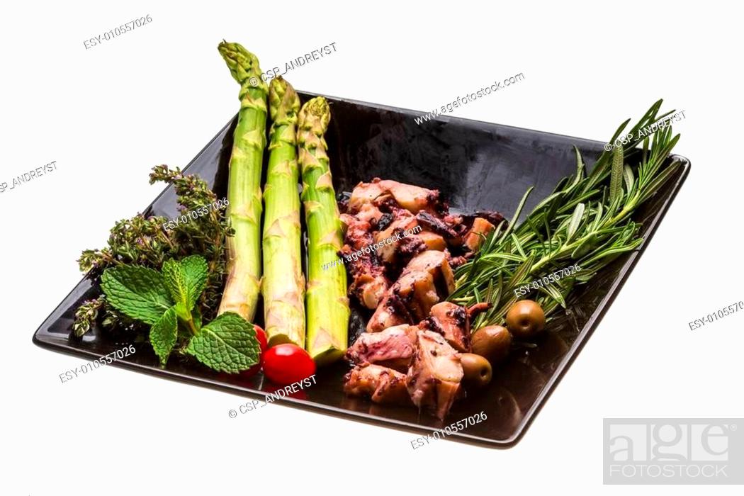 Stock Photo: Grilled octopus.