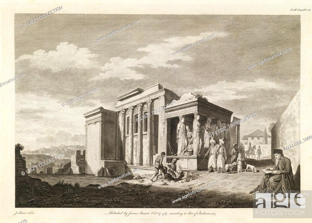 Stock Photo: A View of the West End of the Temple of Minerva Polias, and of the Pandrosium, The antiquities of Athens, Newton, W., Stuart, James, 1713-1788, Engraving.