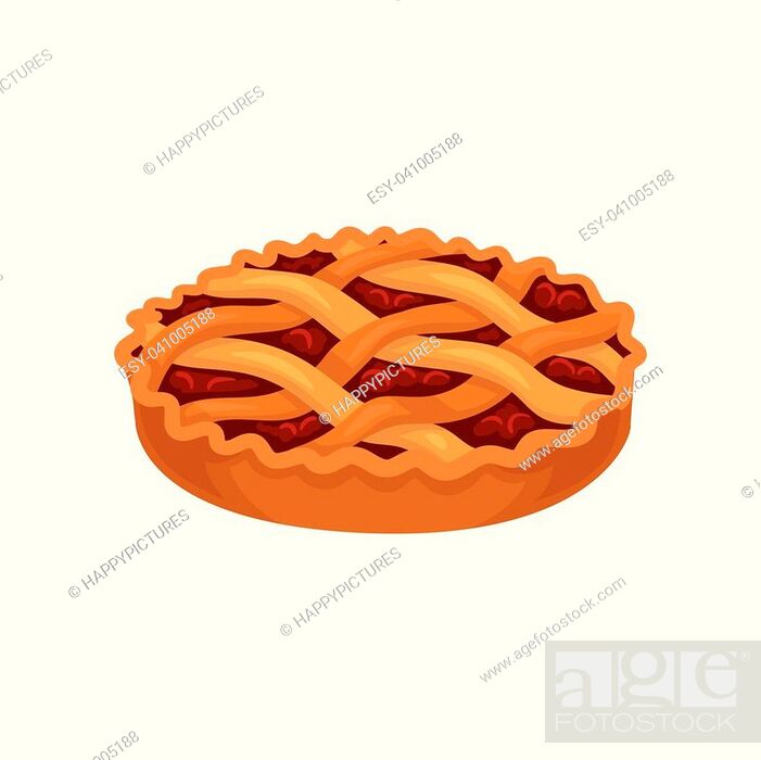 Cartoon illustration of freshly baked pie with cherry filling. Sweet food,  Stock Vector, Vector And Low Budget Royalty Free Image. Pic. ESY-041005188  | agefotostock